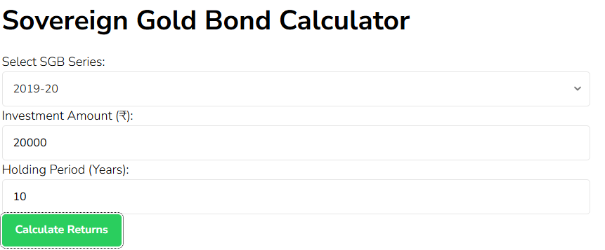 Sovereign Gold Bond Calculator