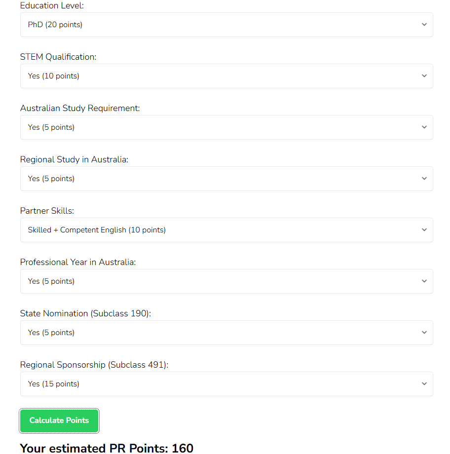 Australia PR Points Calculator - Quick and Easy Stpes to Calculate Australia PR Points 1 image 9