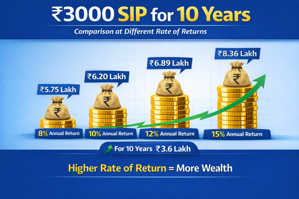 Growth comparison of ₹3000 SIP